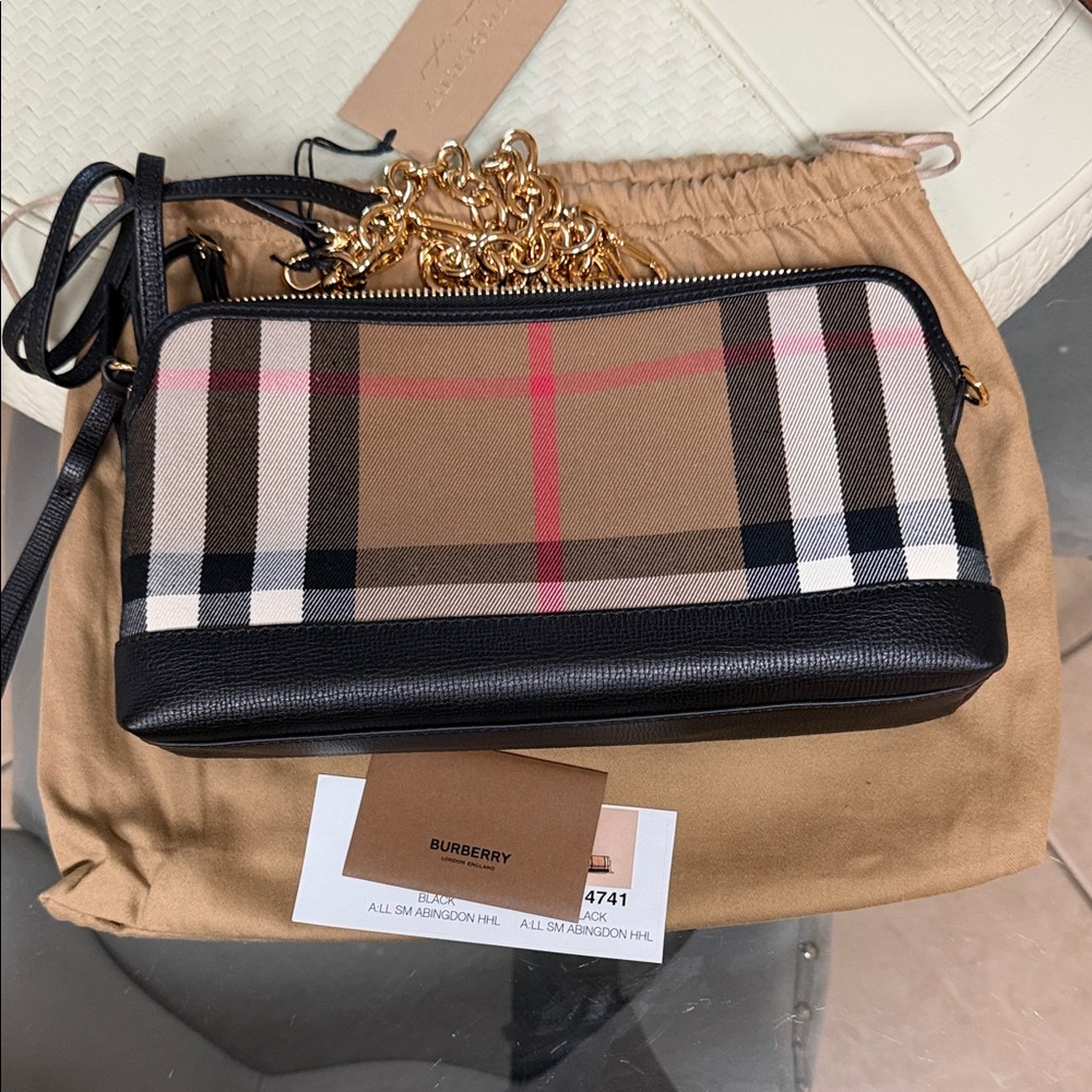 Burberry Crossbody Bag with Tan and Black Plaid